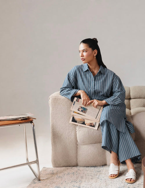 Blue Pinstripe Ease Co-ord