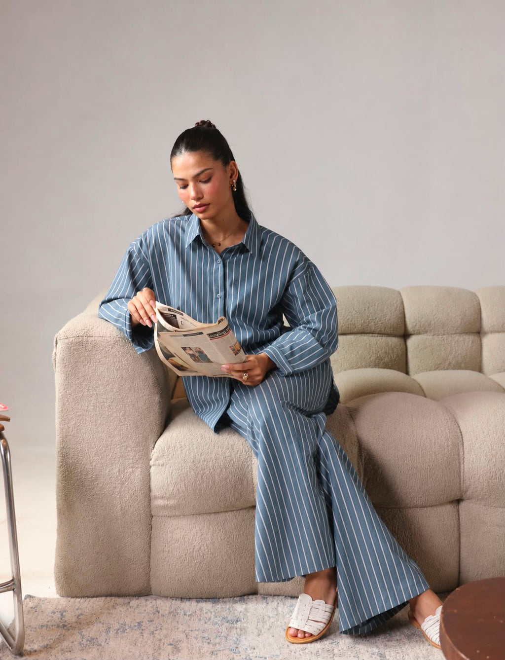 Blue Pinstripe Ease Co-ord