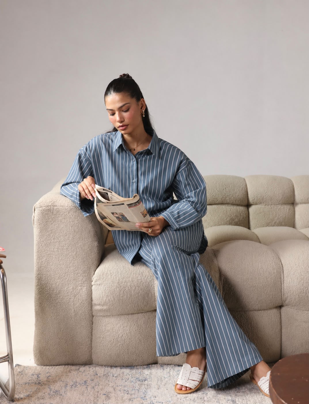 Blue Pinstripe Ease Co-ord
