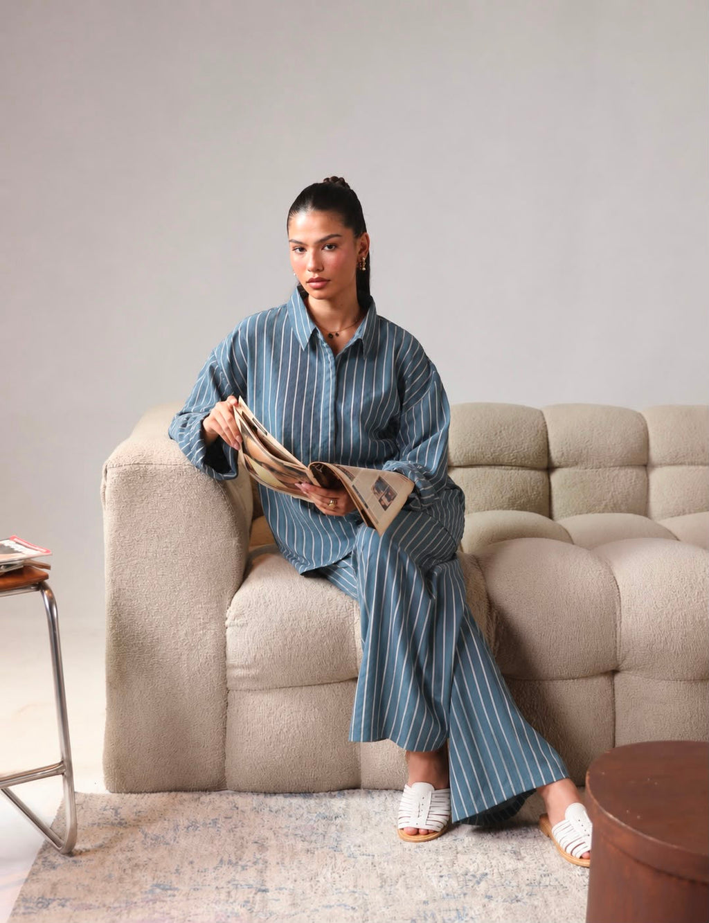 Blue Pinstripe Ease Co-ord