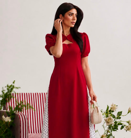 Crimson Polka Eastern Set