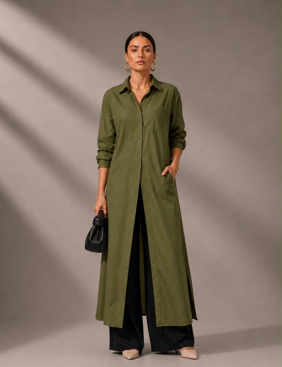 Olive Muse Longline Shirt