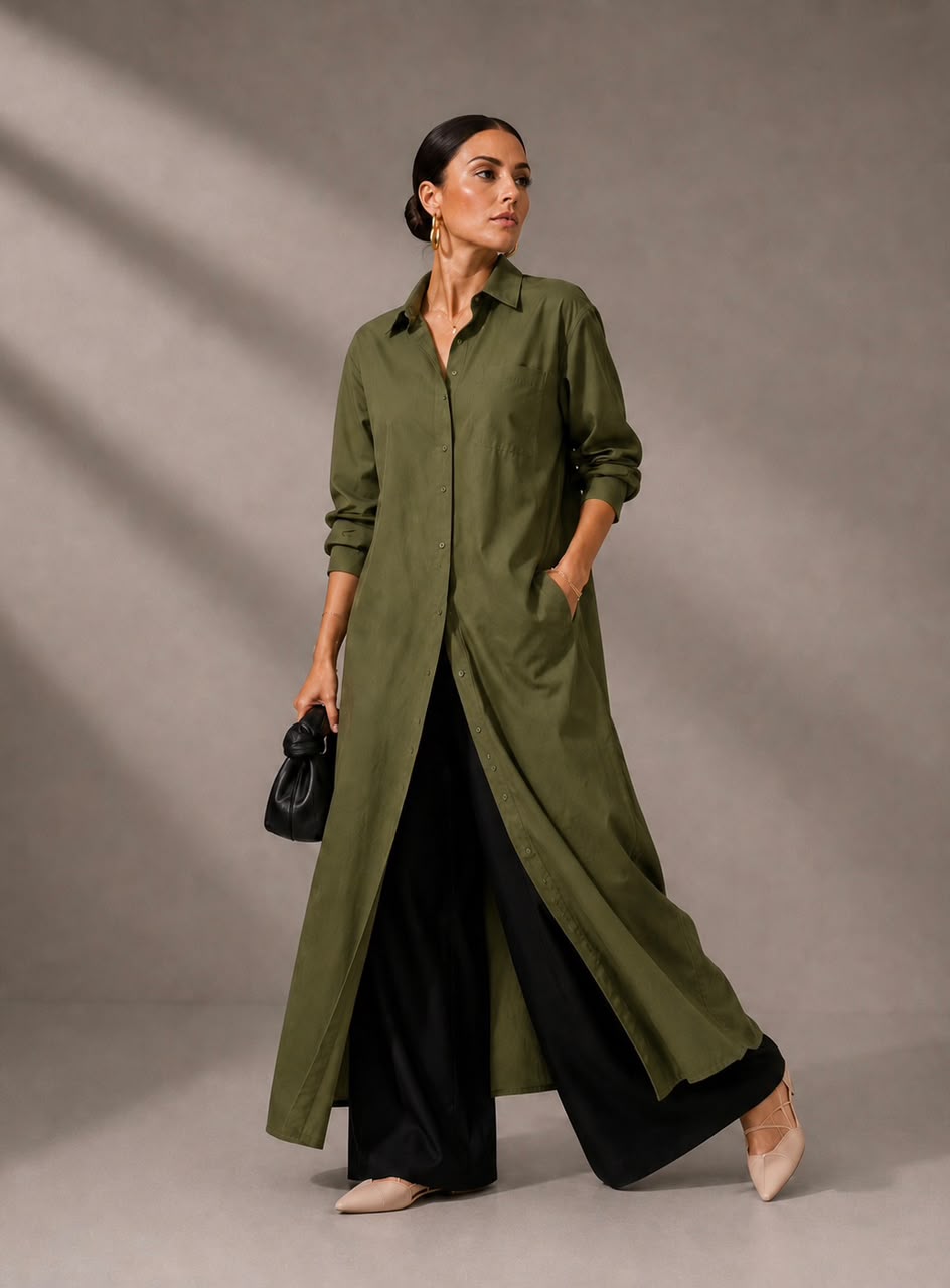 Olive Muse Longline Shirt
