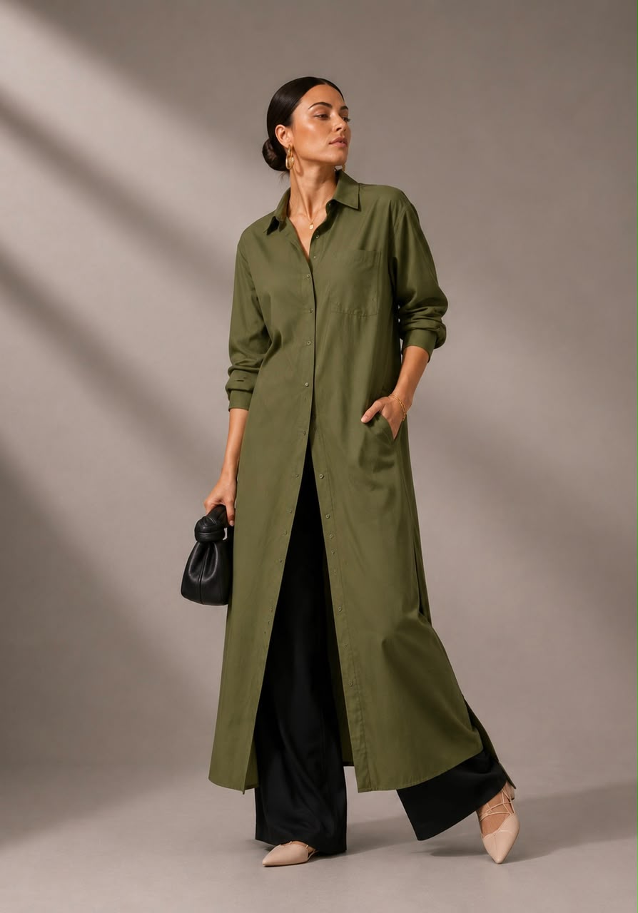 Olive Muse Longline Shirt