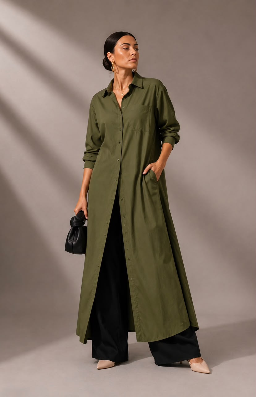 Olive Muse Longline Shirt